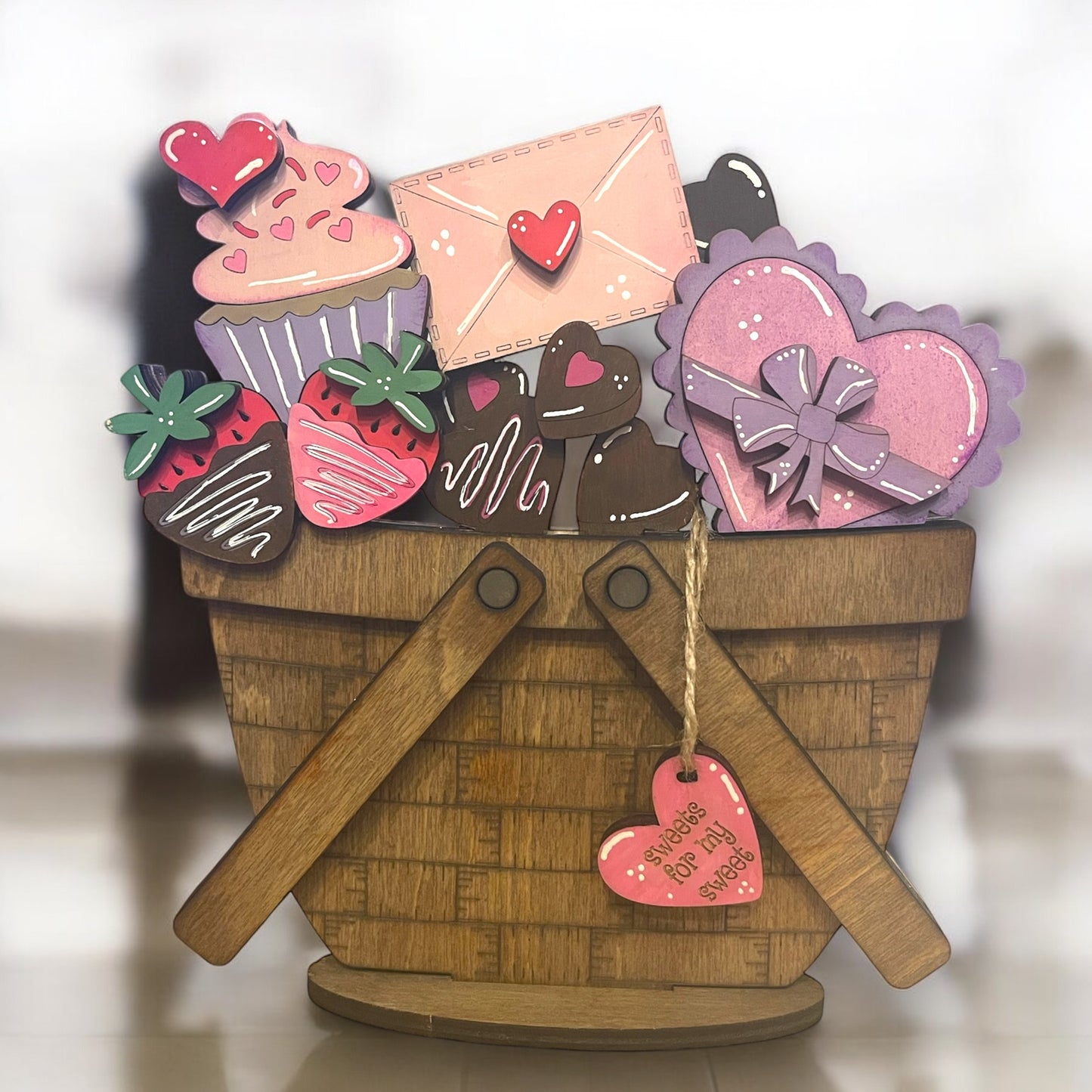 Interchangeable Valentines Theme Decor for Weaved Basket