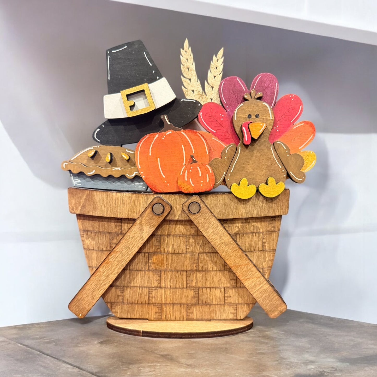 Interchangeable Thanksgiving Themed Decor for Weaved Basket