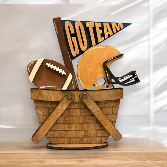 Interchangeable Football Theme Decor for Weaved Basket