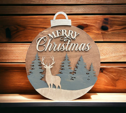 Woodland Merry Christmas Ornament Round