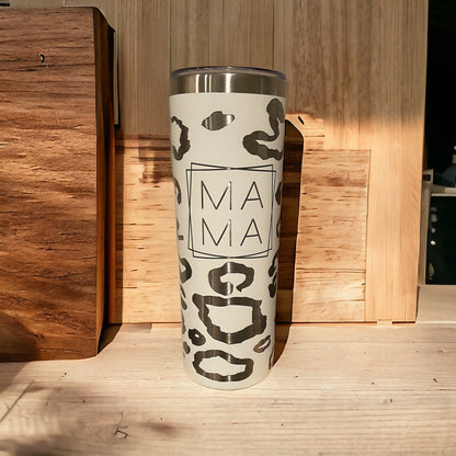 MAMA leopard print 20 oz skinny tumbler