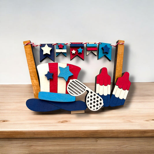 Interchangeable 4th of July Decor for Weaved Basket
