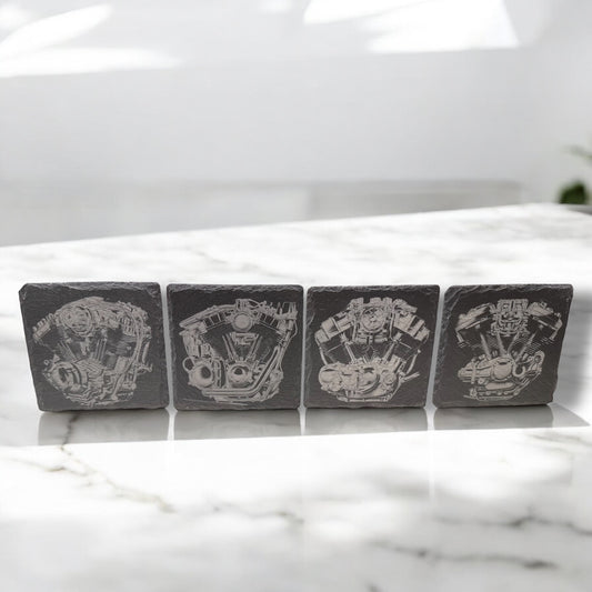 Motorcycle Engine Slate Coaster Sets